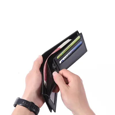 Short Men's Wallet, PU Leather, with Zipper Coin Pocket - 5