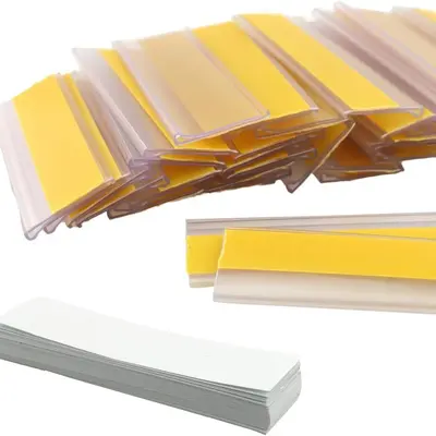 Supermarket Shelf Product Advertising PVC Transparent Adhesive Shelf Strip Base Glue Flat Price Tag Label Price Display Card