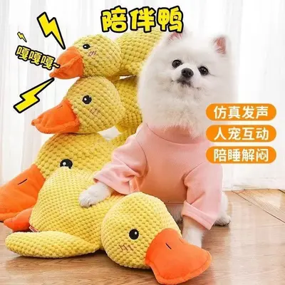 Yellow Duck Plush Dog Toy with Squeaker, Durable Chew and Teething Toy - 4