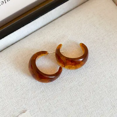 银针树脂不规则几何形镂空耳环轻奢高级感耳钉复古耳饰设计感小众 - 11