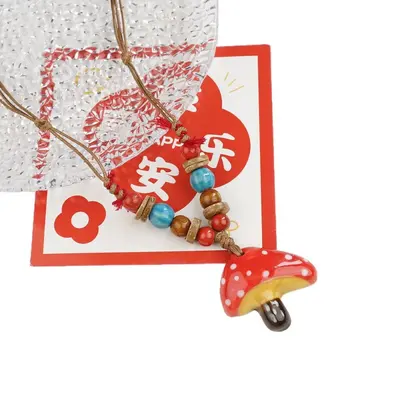 Jingdezhen ceramic mushroom pendant, Chinese style long sweater chain - 5