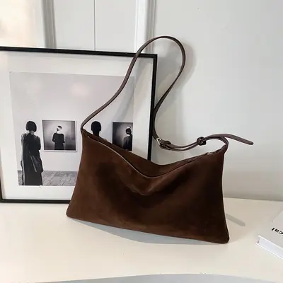 Retro Suede Pillow Bag for Women, Large Capacity Underarm Bag - 9