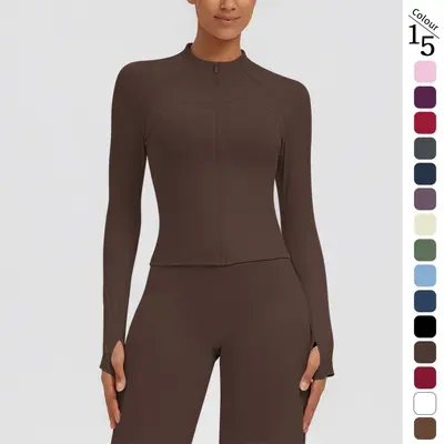 Women's Quick-Dry Thin Zip Yoga Jacket, Breathable - 2