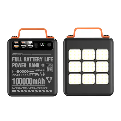 22.5W Super-Schnellladegerät, Powerbank mit großer Kapazität 100000mAh, integriertes Kabel, 3C-zertifiziert, mobiles Ladegerät für den internationalen Einsatz