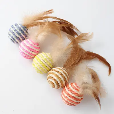 Sisal ip kedi topu, kağıt ip, çıngıraklı, etkileşimli kedi oyuncağı - 12
