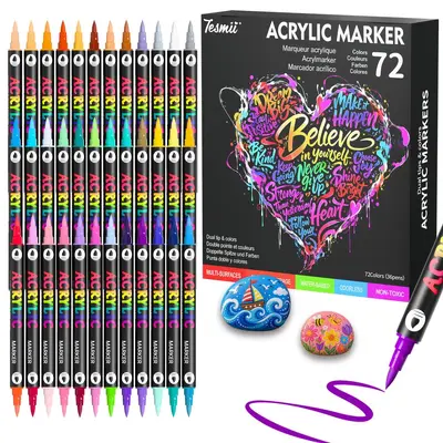 Dual-Tip Acrylic Marker Pen Set, Water-Based, DIY Painting - 9
