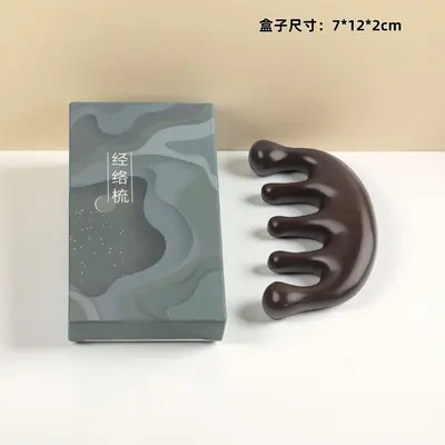 Yeşil sandal ağacı tarağı, meridyen ahşap tarağı, saç derisi masaj tarağı, hediye kutusu, küçük tarak, hediyelik eşya, sandal ağacı sağlık tarağı - 9