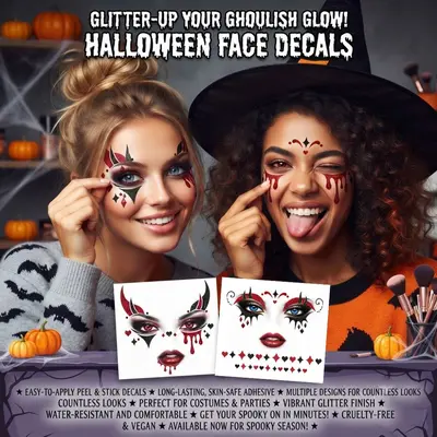 Waterproof Face Glitter Stickers for Halloween and Festival Makeup - 2