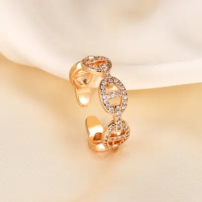 Gold-plated pig nose ring, full diamond set