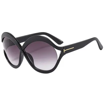 Oversized T-Frame Sunglasses, Round Frame, UV Protection Women's Style - 7