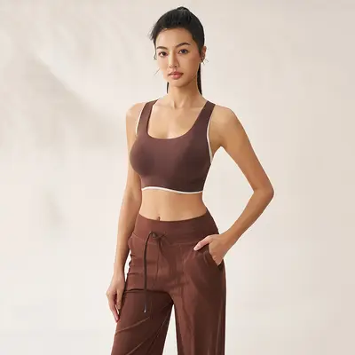 Women's Seamless Sports Bra Fixed Cup Color-Block - 10