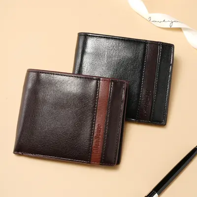 Men's Short Leather Wallet, Large Capacity and Durable