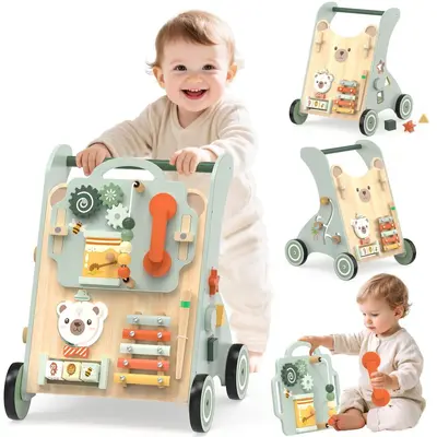 Wooden Baby Walker Children's Trolley Montessori Walking Toy Unisex Baby Learning Toy