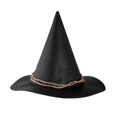 Halloween Pointed Witch Hat, Dark Brown Felt with String, Party Costume