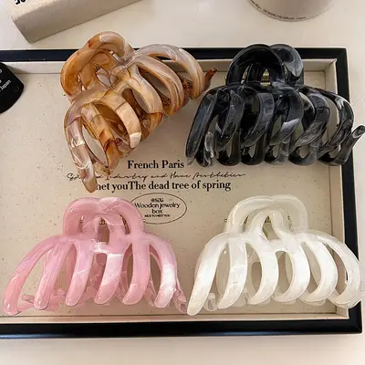 Super strong grip ~ Extra large ink pumpkin claw clip for women new premium back head shark hair clip summer 2024 hair accessories.