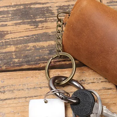Genuine Leather Men's Coin Wallet with Crazy Horse Leather Key Case and Cowhide Hand Stora - 4
