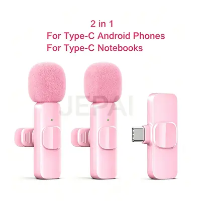 K1 wireless lavalier microphone, pink, noise reduction and reverb - 11