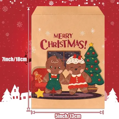 Weihnachts-Kraftpapiertüte mit Weihnachtsmann- und Baummotiv