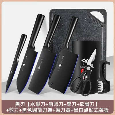 Black steel kitchen knife set, 3-piece knife and cutting board - 11