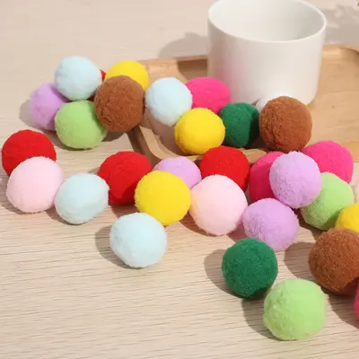 Mixed-Size Fluffy Pom-Pom Set, Colorful, Elastic, DIY Craft Material