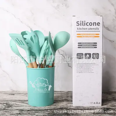 Kitchen utensils set Food-grade silicone material 12-piece set, non-stick pan, easy to clean, storage kitchen tool combination included - 10