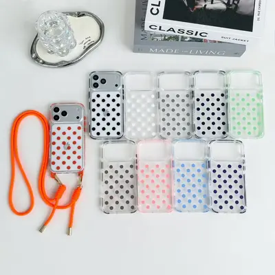 iPhone 17 women's phone case, camera protection, green dot pattern