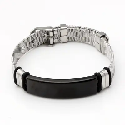 Grenzüberschreitender Schmuck verdickte 201 Edelstahl Herrenarmband modische Mesh-Armband gekrümmte Marke personalisierte Gravur Doppelarmband