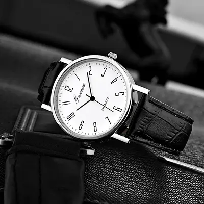 Herrenuhren des Herstellers auf Lager Großhandel, Beamtenprüfungsuhr, grenzüberschreitende Quarzuhr, Herrenuhr mit Lederarmband. - 4