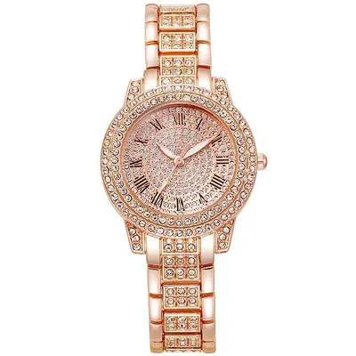 Women's Best-Selling Starry Sky Rhinestone Watch Roman Round Lucky Basin Full Diamond Bracelet Set Quartz Watch