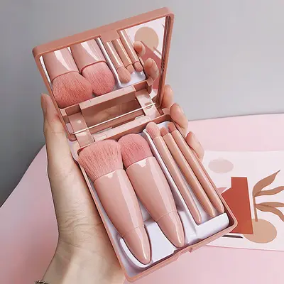 Girls' Portable 5-Piece Makeup Brush Set, Mirror, Soft Hair Powder Brush, Foundation Brush, Mini Multifunctional Cross-Border - 12
