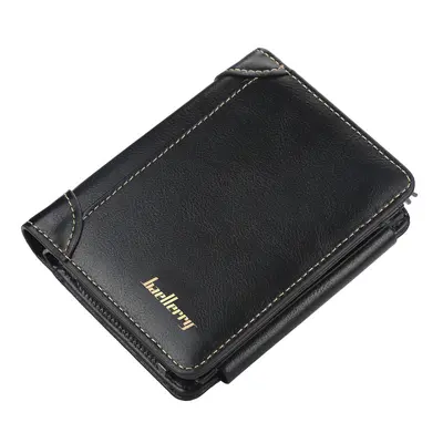 Men's Short Wallet with Multiple Card Slots and Zippered Coin Pocket - 7