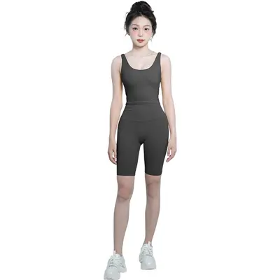 Dikişsiz yoga şortu, yüksek bel, beş çeyrek uzunluk