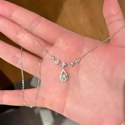 Titanium steel women's necklace, silver-plated, zirconia, collarbone chain