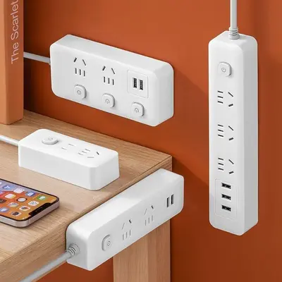 Multi-Function USB Power Strip for Home, Multiple Outlets, Long Cord Extension Board for Office, Individual Switch Control, Wiring Socket Board