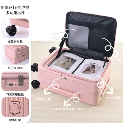 20-Inch Expandable Zipper Suitcase with Front Opening Compartment, 19-Point - 8