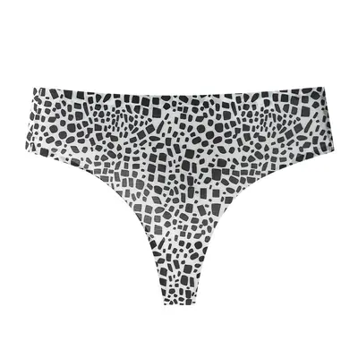 Plus Size Seamless Leopard Print Women's Thong, Low-Rise, Beach - 11