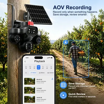 4G AOV triple screen camera, full-color night vision, WiFi