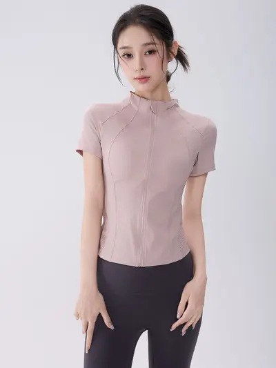 Half-Turtleneck Full-Zip Breathable Yoga Top - 4