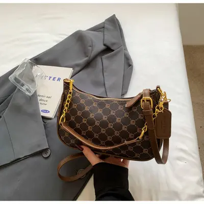 Vintage bedruckte Damen-Achseltasche mit Schultergurt