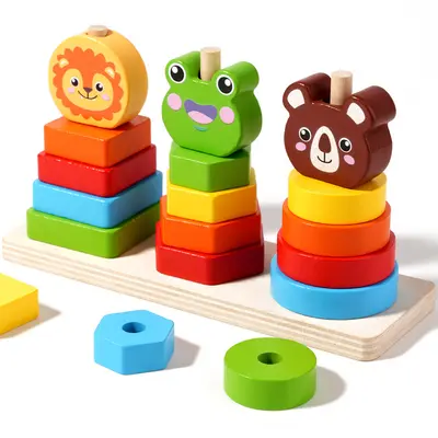 Wooden Animal Shape Color and Shape Sorting Toy
