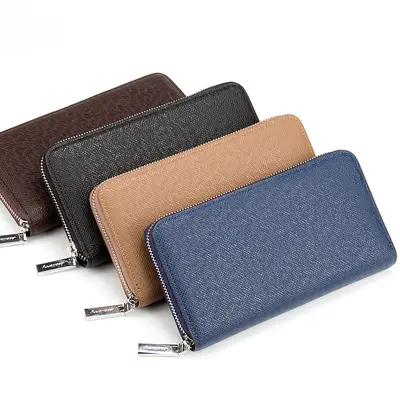 Large-Capacity Men's Long Clutch Wallet with Zipper and Multiple Card Slots - 6