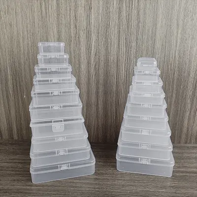 Şeffaf küçük kare kutu toptan mücevher kutusu kulak tıkacı kutusu bileşen aksesuarları parça kutusu pp plastik giyilebilir tırnak saklama kutusu