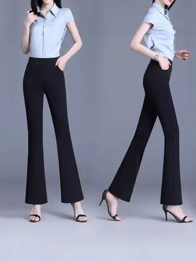 Women's Nine-Point Micro Flare Pants, High Waist, Stretch, 2025 - 2