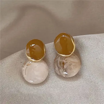 Silver needle stud earrings women's, vintage, gold-tone, versatile - 8
