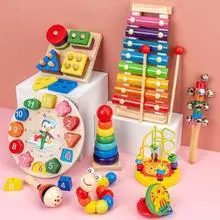 Erken Çocukluk Eğitimi Zeka Oyuncakları Çocuk Mini Boncuk Dizme Sekiz Notlu Kasiyer Çalar Saat Çocuk Vurmalı Piyano Seti Ahşap Bebek Montessori Bebek Oyuncakları - 3