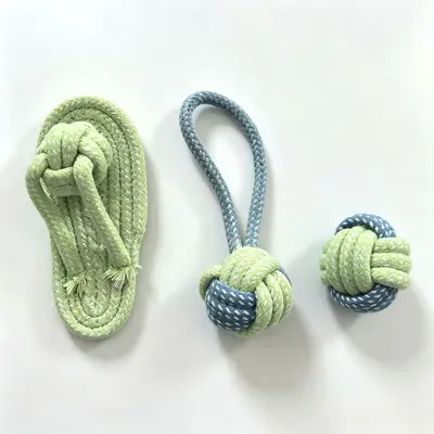 Durable Chew Rope Knot Ball Dog Toy Set for Small and Medium Dogs - 3
