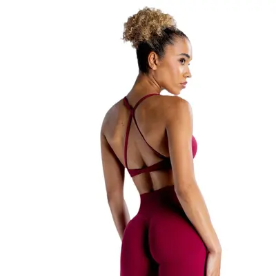 DFYNE Women's Seamless Open-Back Yoga Bra with Straps