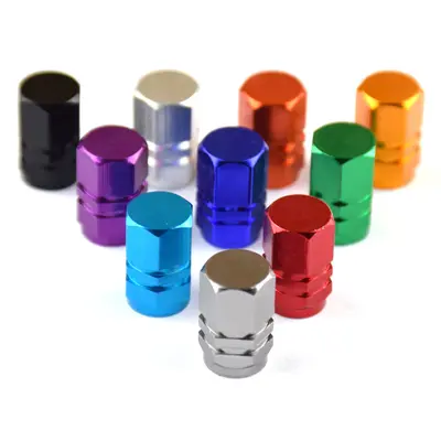 Colorful Aluminum Alloy Tire Valve Caps, Leak-Proof Hex, Ten Colors