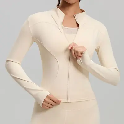 Yoga jacket, slim fit, stand collar, sports training - 8