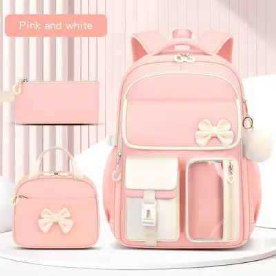Amazon Best-selling High-capacity Bow Tie Three-piece Set Schoolbag for Girls, Junior and Senior High School and College Students, Backpack - 10